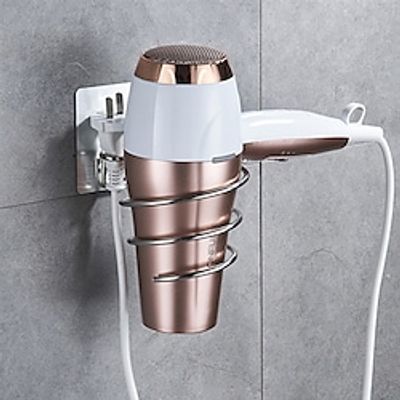 Stainless Steel Hair Dryer Holder Adhesive Blower Organizer Wall Mounted Spiral Stand Shelves Bathroom Storage Accessories miniinthebox
