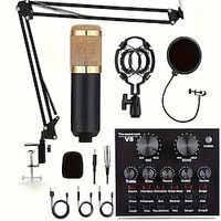 Podcast Equipment Bundle BM-800 Podcast Microphone Bundle With V8 Sound Card Condenser Studio Microphonefor Laptop Computer Vlog Living Broadcast Live Streaming Lightinthebox