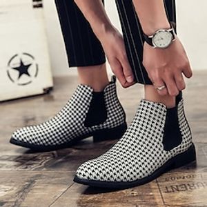 Men's Boots Chelsea Boots Dress Shoes Vintage Business Daily PU Warm Comfortable Slip Resistant Booties  Ankle Boots Loafer Black and White Fall Winter Lightinthebox
