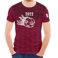 Men's T shirt Tee Football Graphic Prints Crew Neck Red 3D Print World Cup Qatar 2022 Outdoor Street Short Sleeve Print Clothing Apparel Cotton Sports Designer Casual  Summer  Summer Lightinthebox - thumbnail