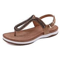 Women's Sandals Flat Heel Open Toe Booties Ankle Boots PU Lace-up Solid Colored Black Pink Brown / Booties / Ankle Boots miniinthebox - thumbnail