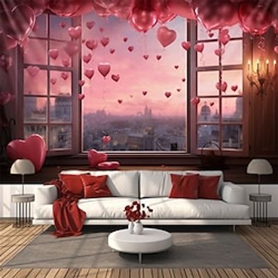 Valentine's Day Window View Hanging Tapestry Wall Art Large Tapestry Mural Decor Photograph Backdrop Blanket Curtain Home Bedroom Living Room Decoration Lightinthebox Valentine's Day Window View Hanging Tapestry Wall Art Large Tapestry Mural Decor Photograph Backdrop Blanket Curtain Home Bedroom Living Room Decoration Lightinthebox