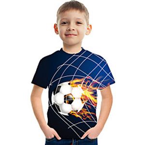 Kids Boys' T shirt Tee Short Sleeve Color Block 3D Football Unisex Print Rainbow Children Tops Summer Active Streetwear Cute Children's Day 3-12 Years miniinthebox
