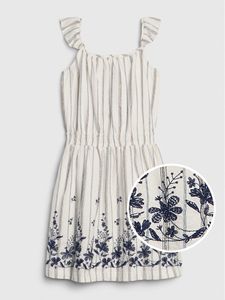 Kids Embroided Ruffle Print Dress