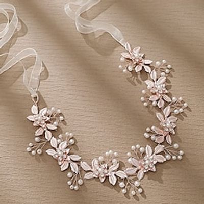 Crown Tiaras Headbands Headpiece Imitation Pearl Rhinestone Wedding Cocktail Retro Elegant With Rhinestone Faux Pearl Headpiece Headwear Lightinthebox