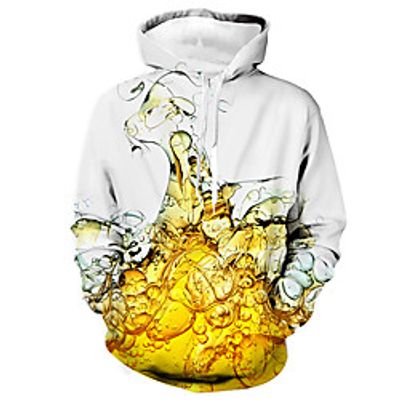 Men's Unisex Pullover Hoodie Sweatshirt Graphic Prints Beer Print Daily Sports 3D Print Casual Designer Hoodies Sweatshirts  Yellow Lightinthebox