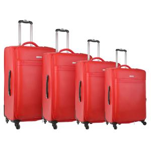 PARA JOHN 4 Pcs Travel Luggage Suitcase Trolley Set - Trolley Bag, Carry On Hand Cabin Luggage Bag - PVC Leather Cabin Trolley Bag - Cabin size suitcase for Business Travellers - (16'' 20'' 24'' 28'')RED