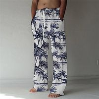 Men's Fashion Designer Straight Trousers 3D Print Elastic Drawstring Design Front Pocket Pants Casual Daily Graphic Prints Coconut Tree Comfort Soft Mid Waist Dark Blue S M L XL XXL Lightinthebox - thumbnail