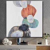 Oil Painting Handmade Hand Painted Wall Art Abstract Modern Heavy Oils Turquoise Golden Home Decoration Decor Stretched Frame Ready to Hang Lightinthebox