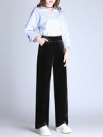 Solid Color Gold Velvet Wide Legs Pants