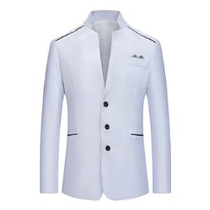 Men's Casual Blazer Regular Regular Fit Solid Color White Black Gray 2022 Lightinthebox