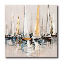Oil Painting Handmade Hand Painted Wall Art Landscape Seascape Sailboats Home Decoration Dcor Stretched Frame Ready to Hang Lightinthebox - thumbnail