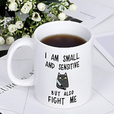 1PCFunny Coffee Mug - Novelty Coffee Mugs I Am Small And Sensitive But Also Fight Me Cat White 11 Ounce Ceramic Coffee Mug High Grade Ceramic Coffee Mug Lightinthebox