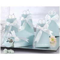 10pcs Blue Diamond Ring Style Paper Wedding Candy Boxes Wedding Supplies