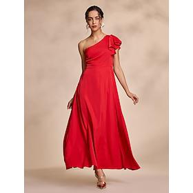 Red Satin Peplum Hem Solid Party/Wedding Guest Maxi Dressdress to impress 2024