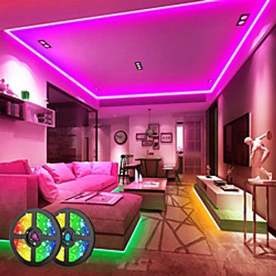 LED Smart Strip Lights 5M 10M 15M 20M RGB Music Sync 12V Waterproof LED Strip 2835 SMD Color Changing LED Light with Bluetooth Controller Adapter for Bedroom Home TV Back Light DIY Decor miniinthebox