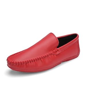Men's Loafers  Slip-Ons Comfort Loafers Casual Athletic Walking Shoes PU Breathable Black White Red Fall Lightinthebox