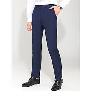 Men's Dress Pants Trousers Suit Pants Pocket Plain Comfort Breathable Outdoor Daily Going out Fashion Casual Black Royal Blue Lightinthebox
