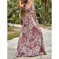 Women's Casual Dress Paisley Print Strap Long Dress Maxi Dress Bohemia Vacation 3/4 Length Sleeve Summer Lightinthebox