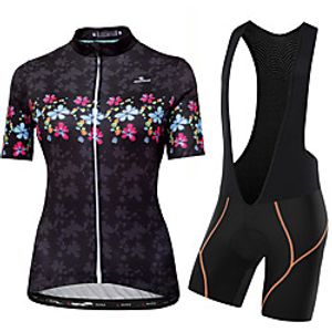 Malciklo Women's Short Sleeve Cycling Jersey with Bib Shorts Cycling Jersey with Shorts Summer Black  Red Black - Women White Novelty British Bike Quick Dry Sports Geometic Clothing Apparel Lightinthebox