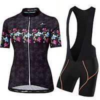 Malciklo Women's Short Sleeve Cycling Jersey with Bib Shorts Cycling Jersey with Shorts Summer Black  Red Black - Women White Novelty British Bike Quick Dry Sports Geometic Clothing Apparel Lightinthebox - thumbnail