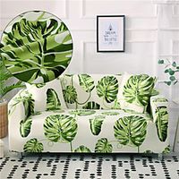 Stretch Sofa Cover Slipcover Elastic Sectional Couch Armchair Loveseat 4 or 3 seater L shape Green FloralFlower BotanicalPlants Soft Durable Washable Lightinthebox - thumbnail