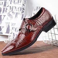 Men's Oxfords Derby Shoes Dress Shoes Walking Casual Daily Leather Comfortable Booties / Ankle Boots Loafer Black Burgundy Spring Fall miniinthebox - thumbnail