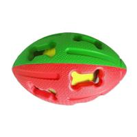 Miss Bear Colorful Hollow-Out Concave Rugby Ball Dog Toy With Tennis Ball Green-Red - Medium Dogs