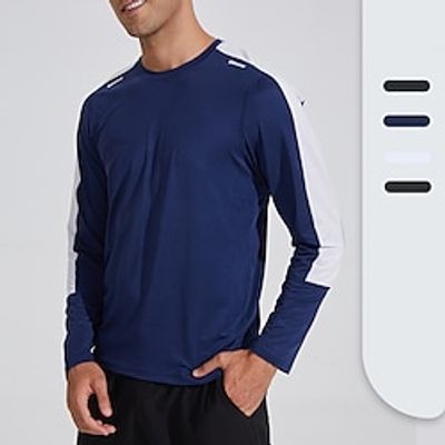 Men's T shirt Tee Gym Shirt Running Shirt Training Shirt Men Tops Crew Neck Long Sleeve Sports  Outdoor Vacation Going out Casual Daily Quick dry Moisture Wicking Breathable Soft Plain Black White Lightinthebox