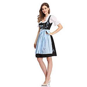 Carnival Oktoberfest Beer Trachtenkleider Women's Top Dress Apron Bavarian Vacation Dress Costume White Light Blue / Cotton miniinthebox