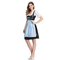 Carnival Oktoberfest Beer Trachtenkleider Women's Top Dress Apron Bavarian Vacation Dress Costume White Light Blue / Cotton miniinthebox - thumbnail