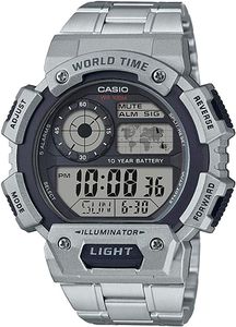 Casio AE-1400WHD-1A Digital World Time Stainless Steel Mens Sport Watch AE 1400WHD 1A