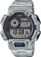 Casio AE-1400WHD-1A Digital World Time Stainless Steel Mens Sport Watch AE 1400WHD 1A