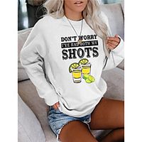 Women's Pullover Slogan Letter Patchwork Print 3D Print Sportswear Casual Hoodies Sweatshirts  Loose White miniinthebox - thumbnail