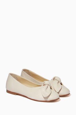 Bow Ballerinas in Leather