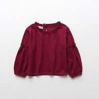 Girls Solid Blouse Long Sleeves