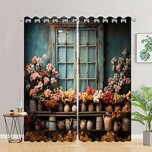 2 Panels Floral Cottage Curtain Drapes Blackout Curtain For Living Room Bedroom Kitchen Window Treatments Thermal Insulated Room Darkening Lightinthebox