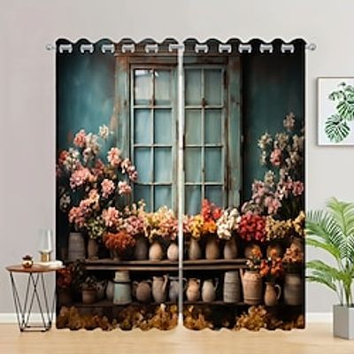 2 Panels Floral Cottage Curtain Drapes Blackout Curtain For Living Room Bedroom Kitchen Window Treatments Thermal Insulated Room Darkening Lightinthebox