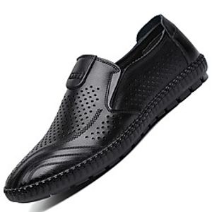 2020 men's shoes summer men's leather shoes men's leather non-slip korean style hollow casual sandals breathable soft leather peas shoes miniinthebox