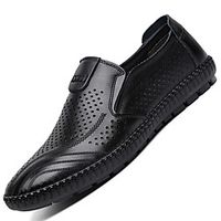 2020 men's shoes summer men's leather shoes men's leather non-slip korean style hollow casual sandals breathable soft leather peas shoes miniinthebox - thumbnail