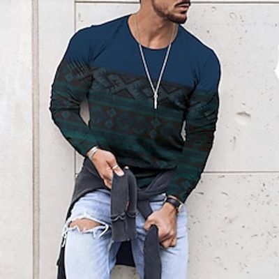 Men's T shirt Tee Tee Graphic Bohemian Style Crew Neck Clothing Apparel 3D Print Outdoor Daily Long Sleeve Print Designer Comfort Leisure Lightinthebox