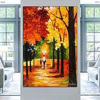 Forest oil painting Handmade Abstract Knife autumn forest Oil Paintings On Canvas Wall Art painting landscape wall painting for Home Decoration artwork painting Lightinthebox