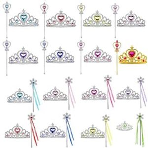 Fairytale Princess Elsa Tiara Accessories Set Girls' Movie Cosplay Cute Halloween red heart Light Green Peach Heart Phnom Penh Yellow Diamond Tiaras Wand Halloween Masquerade World Book Day Costumes miniinthebox