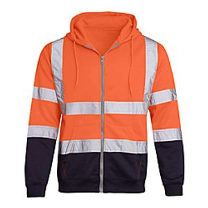 men reflective hooded sweatshirt coat long sleeve reflective strip hoodie zipper tops for daily casual wear (orange, 2xl) miniinthebox
