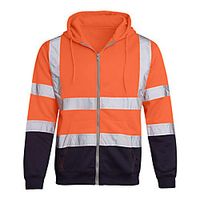 men reflective hooded sweatshirt coat long sleeve reflective strip hoodie zipper tops for daily casual wear (orange, 2xl) miniinthebox - thumbnail