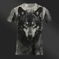 Graphic Animal Wolf Designer Retro Vintage Casual Men's 3D Print T shirt Tee Tee Top Sports Outdoor Holiday Going out T shirt Khaki Dark Gray Gray Short Sleeve Crew Neck Shirt Spring Summer Lightinthebox