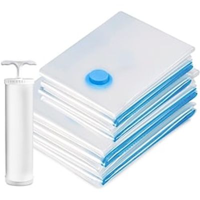 5pcs/set Vacuum Bag for Clothes Storage Bag With Valve Transparent Border Folding Compressed Organizer Travel Space Saving Seal Packet miniinthebox