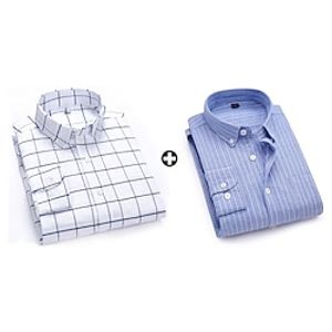 Men's As Picture Dress Shirt Button Up Shirt Sets Long Sleeve Button Down Collar Office  Career Going out Plaid Basic Polyester Spring   Fall Lightinthebox