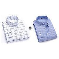 Men's As Picture Dress Shirt Button Up Shirt Sets Long Sleeve Button Down Collar Office  Career Going out Plaid Basic Polyester Spring   Fall Lightinthebox - thumbnail