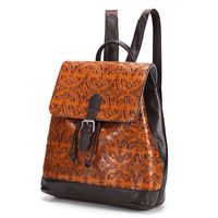 Brenice National Style Vintage Genuine Leather Backpack